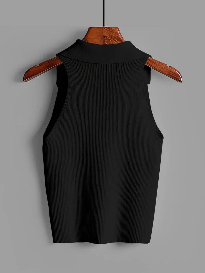 Elisa | Strick Poloshirt V-Ausschnitt figurbetont