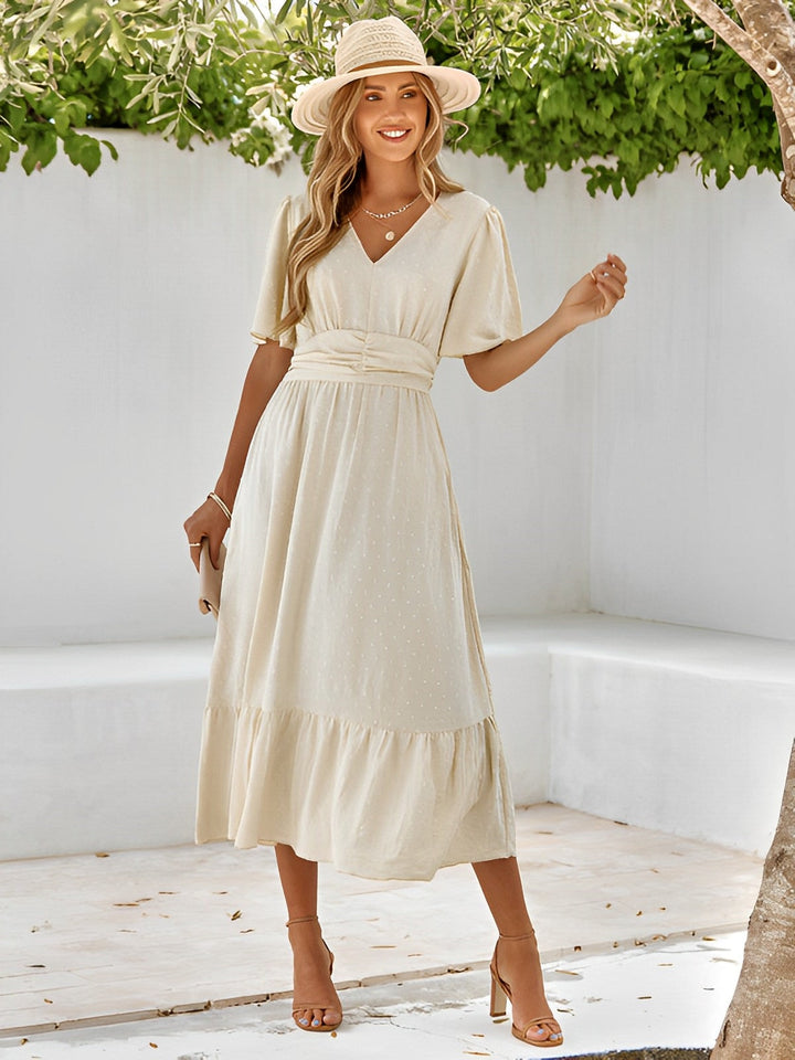 Lorena | Maxikleid Wickelkleid Gürtel V-Ausschnitt fließend