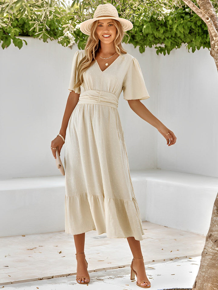 Lorena | Maxikleid Wickelkleid Gürtel V-Ausschnitt fließend
