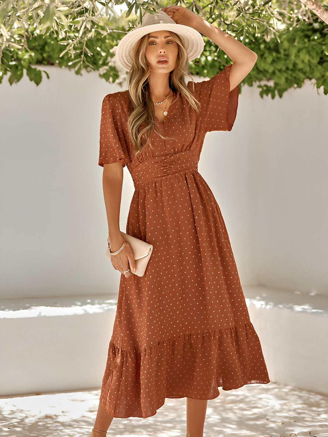 Lorena | Maxikleid Wickelkleid Gürtel V-Ausschnitt fließend
