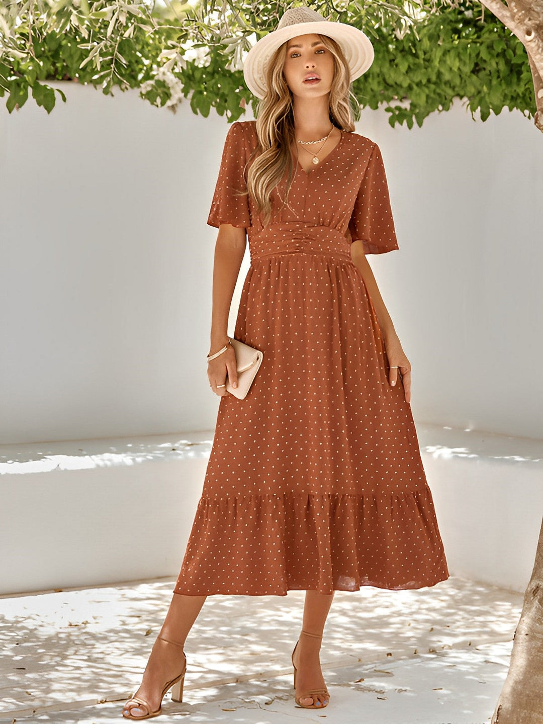 Lorena | Maxikleid Wickelkleid Gürtel V-Ausschnitt fließend