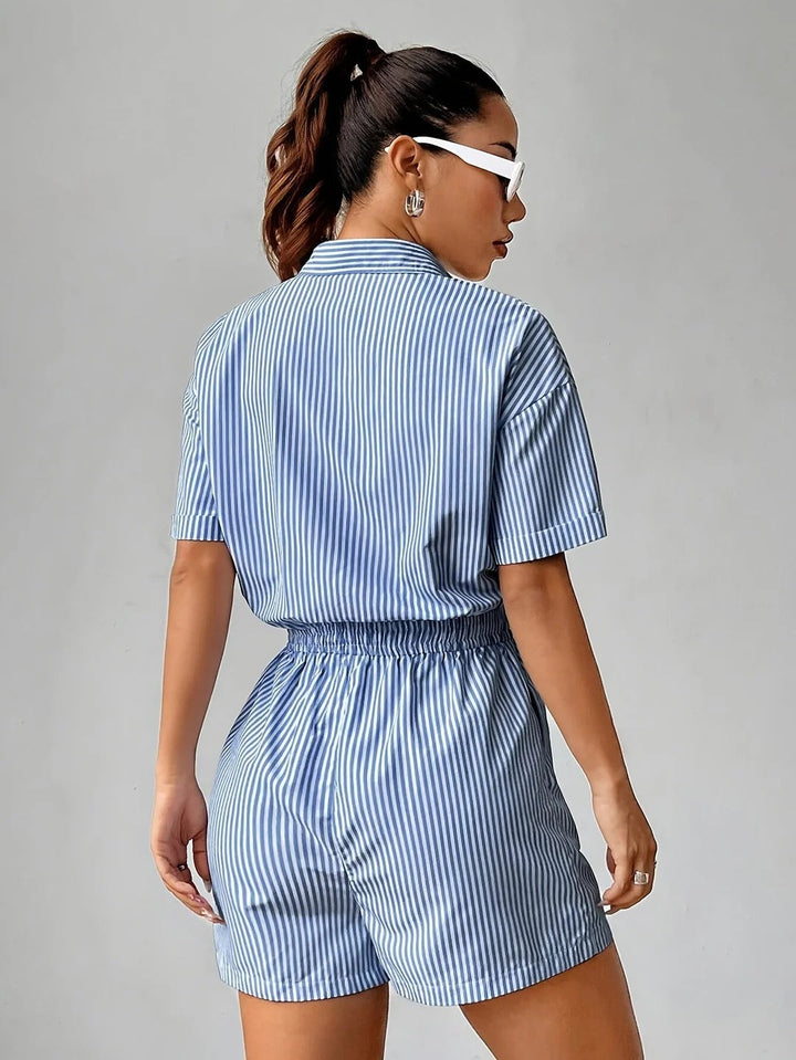 Britta | Jumpsuit Gestreift Taillengürtel Ärmellos