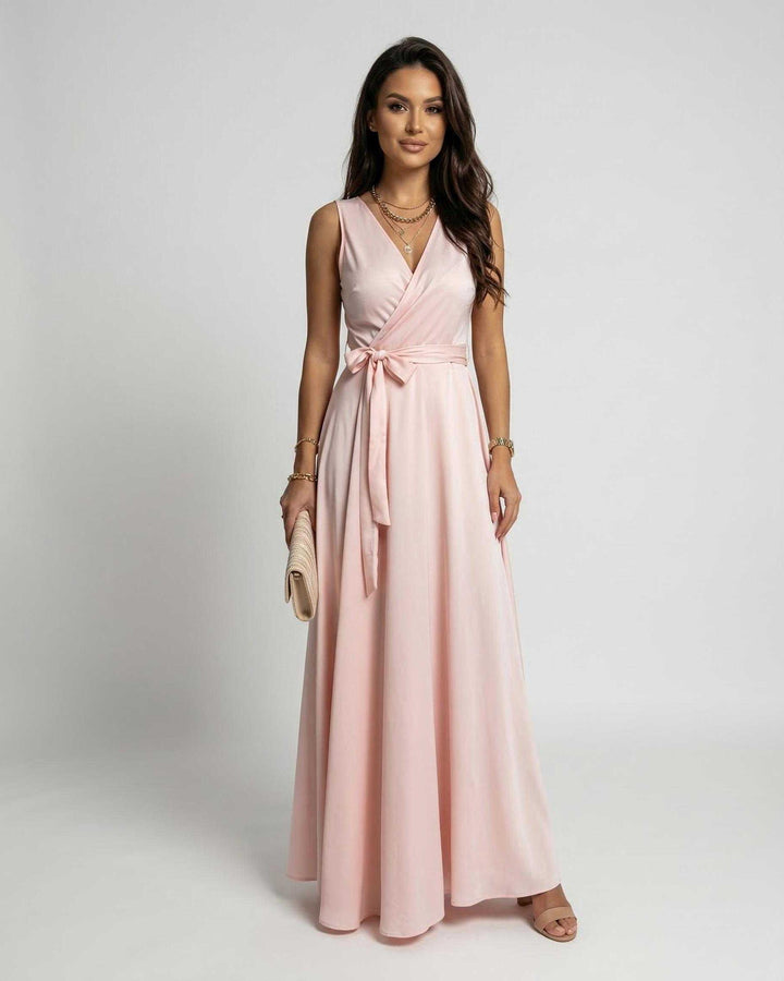 Aurelia | Maxikleid Rüschen V-Ausschnitt Schlitz fließend