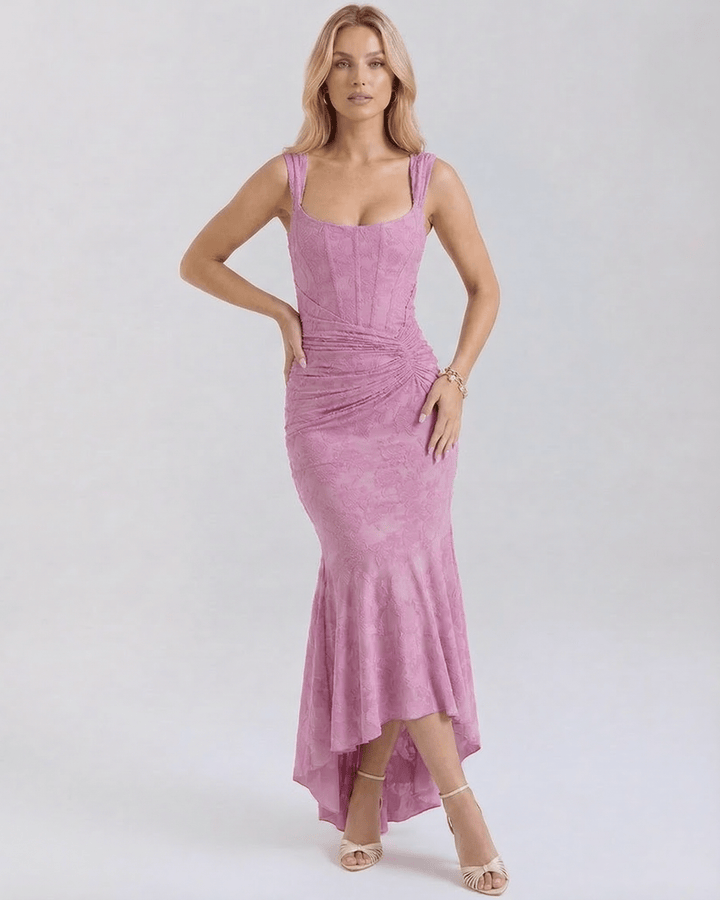 Seraphina | Maxikleid Träger V-Ausschnitt Schlitz fließend