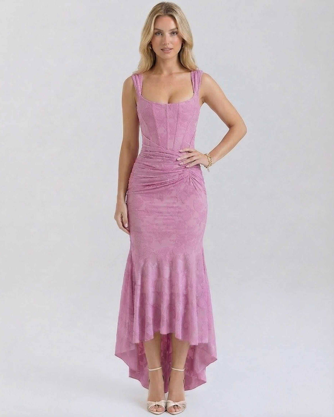 Seraphina | Maxikleid Träger V-Ausschnitt Schlitz fließend