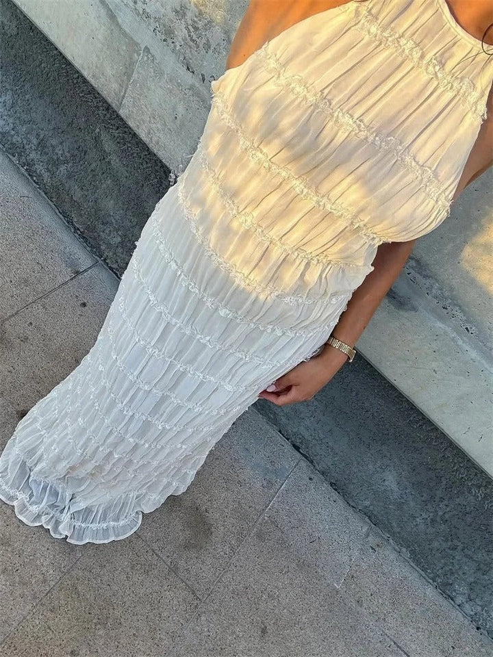 Sorella | Maxikleid Halter rückenfrei Schlitz figurbetont