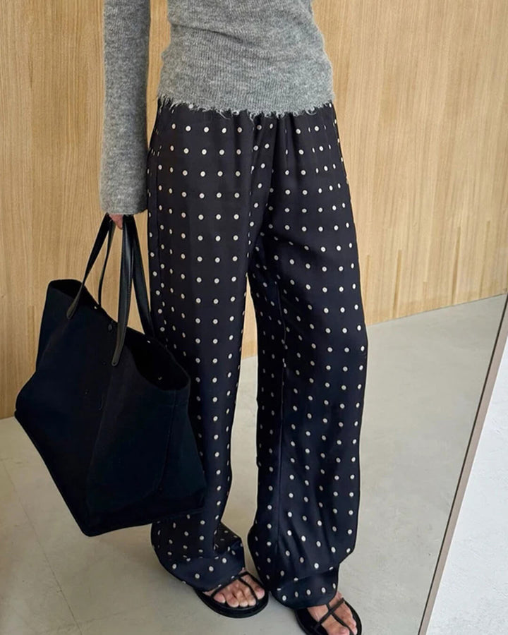 Elmira | Hose Punkte weit Bein hohe Taille locker