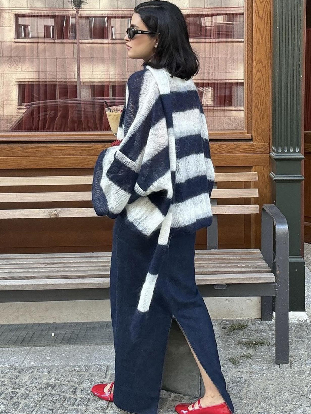 Alvéra | Strickjacke Damen gestreift offen locker Langarm