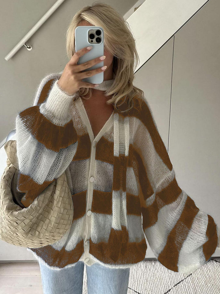 Alvéra | Strickjacke Damen gestreift offen locker Langarm