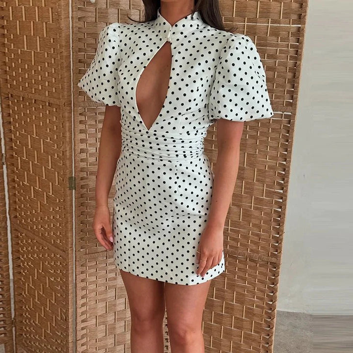 Liora | Minikleid Punkte Cut Out ärmellos figurbetont