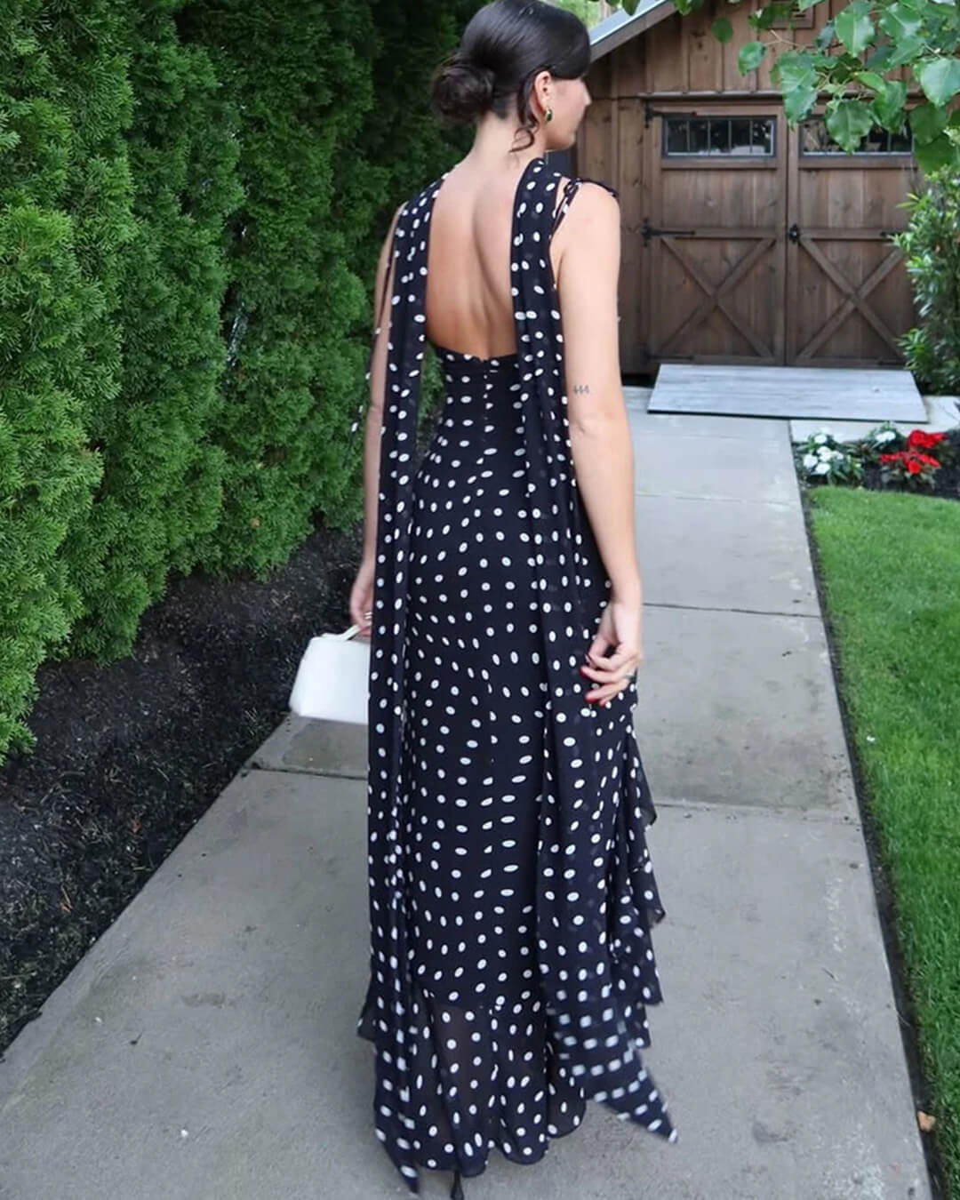 Marélie | Maxikleid Punkte Schleife Träger fließend Sommer