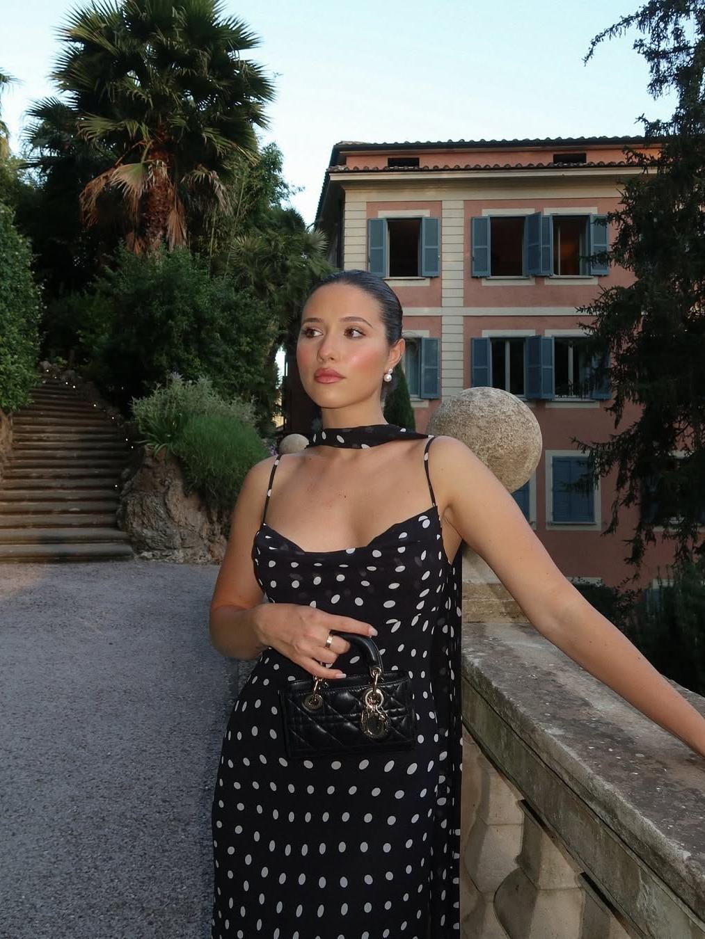 Marélie | Maxikleid Punkte Schleife Träger fließend Sommer