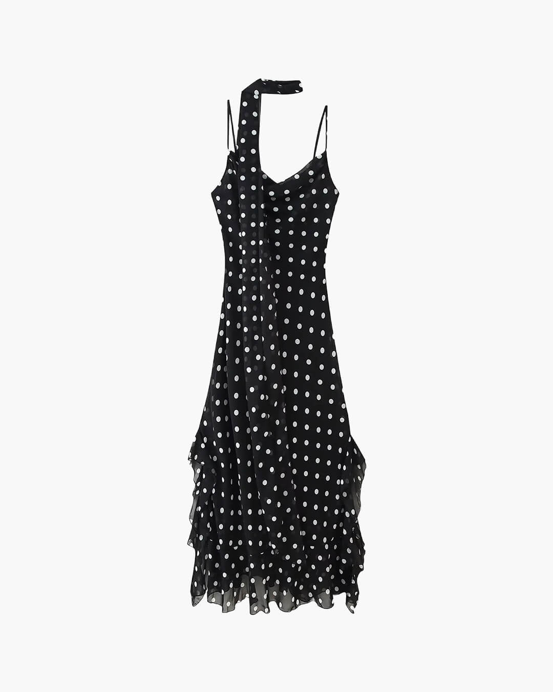 Marélie | Maxikleid Punkte Schleife Träger fließend Sommer