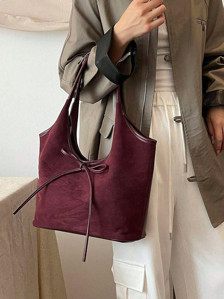 Selmira | Handtasche Schleife Wildleder Optik Schultertasche