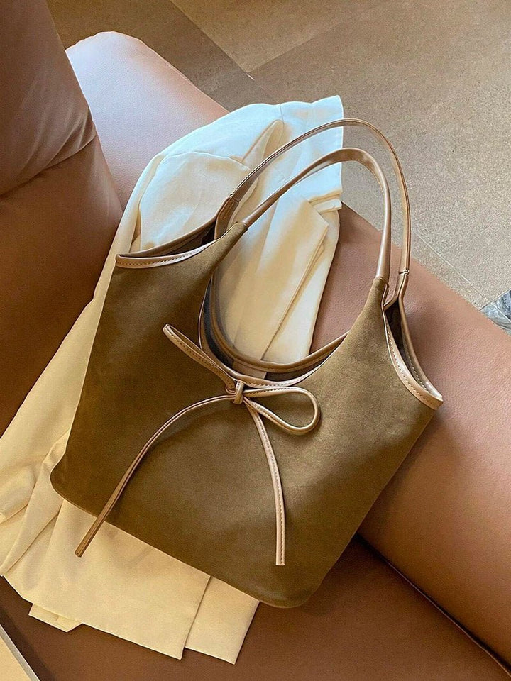 Selmira | Handtasche Schleife Wildleder Optik Schultertasche