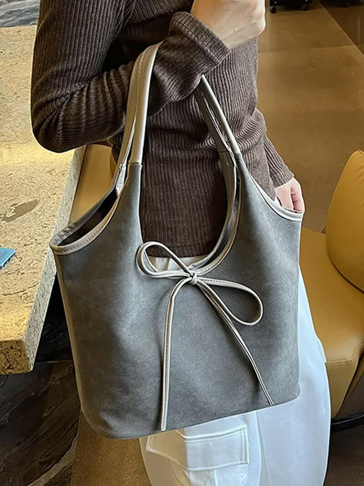 Selmira | Handtasche Schleife Wildleder Optik Schultertasche
