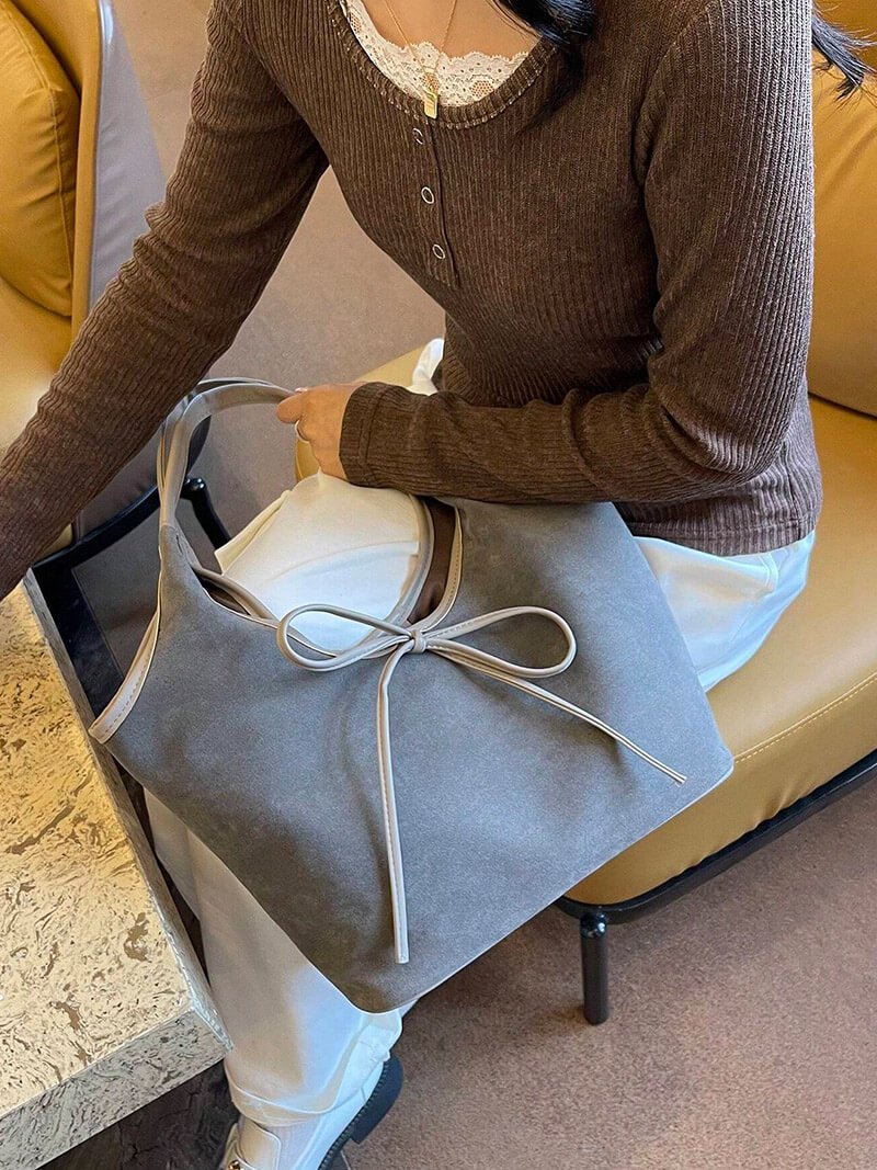 Selmira | Handtasche Schleife Wildleder Optik Schultertasche