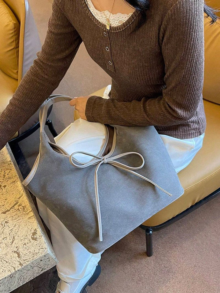 Selmira | Handtasche Schleife Wildleder Optik Schultertasche
