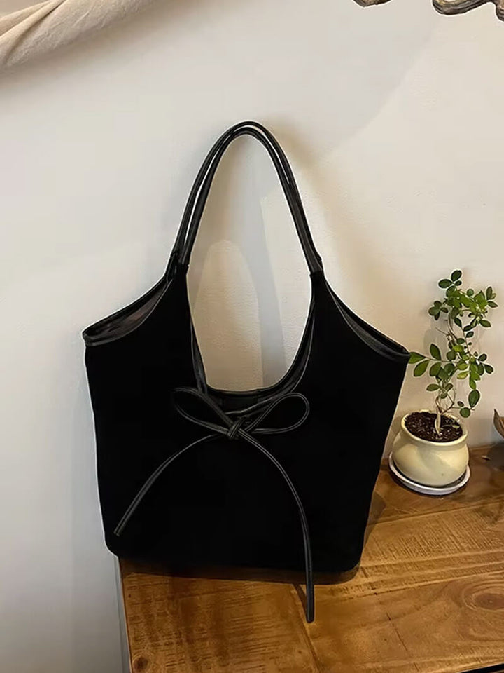 Selmira | Handtasche Schleife Wildleder Optik Schultertasche
