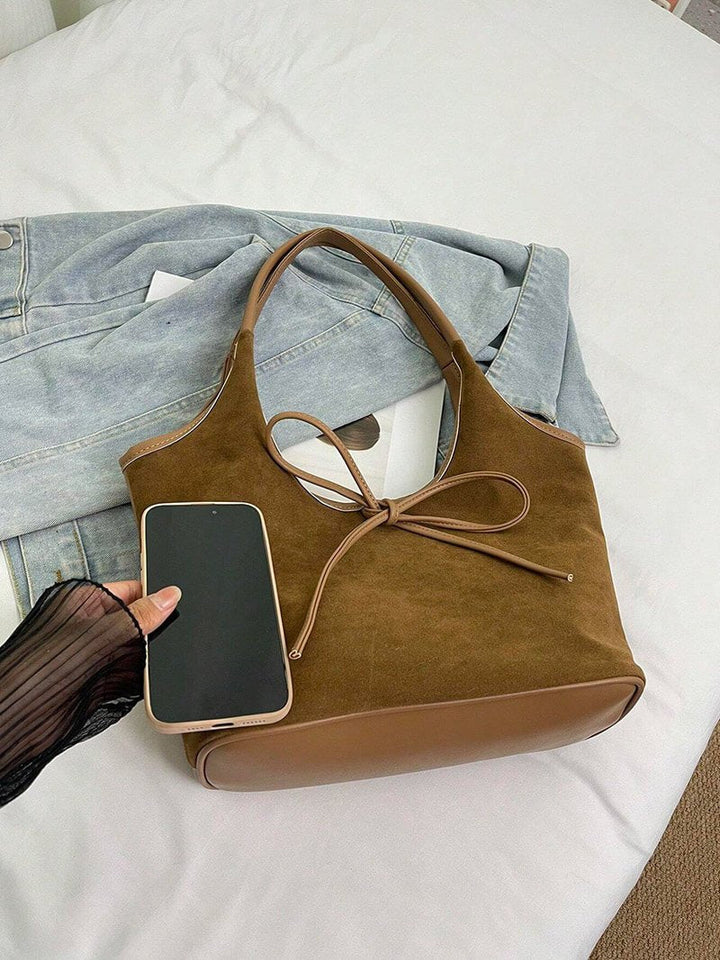 Selmira | Handtasche Schleife Wildleder Optik Schultertasche
