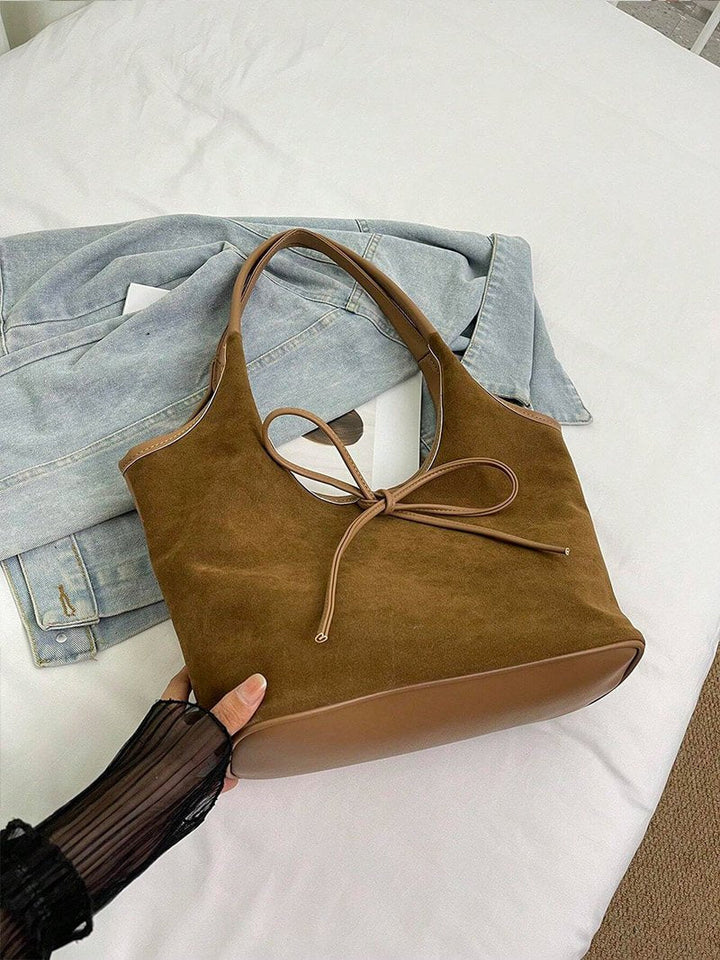 Selmira | Handtasche Schleife Wildleder Optik Schultertasche