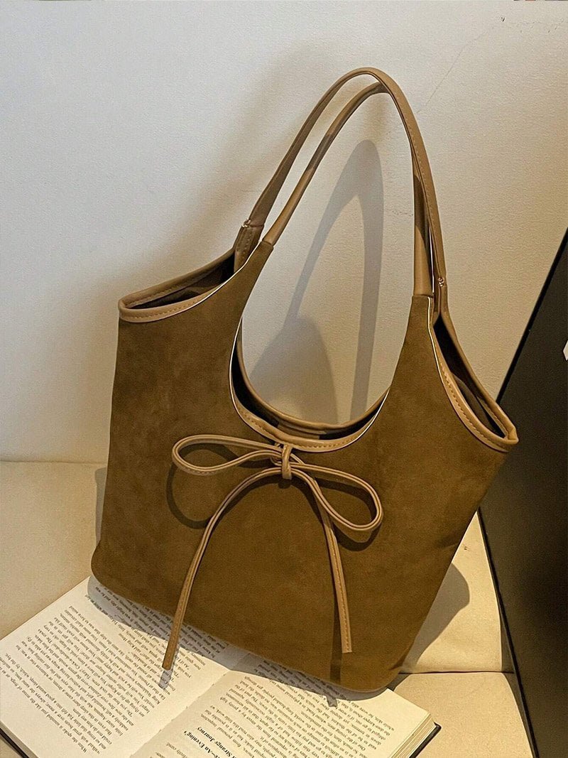 Selmira | Handtasche Schleife Wildleder Optik Schultertasche