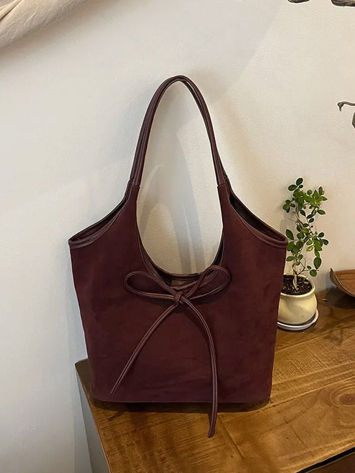 Selmira | Handtasche Schleife Wildleder Optik Schultertasche