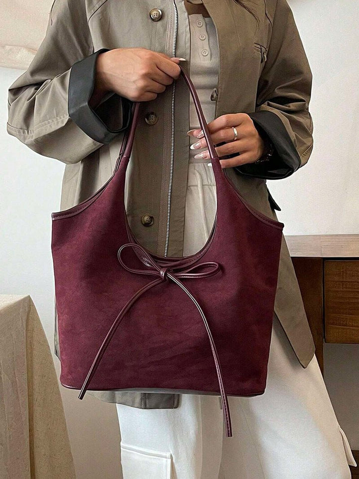 Selmira | Handtasche Schleife Wildleder Optik Schultertasche