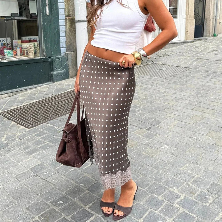 Selina | Gepunkteter Spitzen Midirock