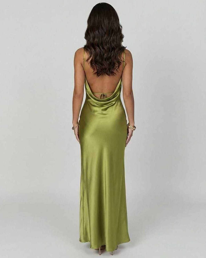 Lara | Minikleid Satin Asymmetrisch V-Ausschnitt Elastikbund Träger